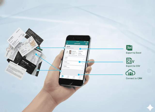 一键导出 Excel / CSV，直接导入 CRM