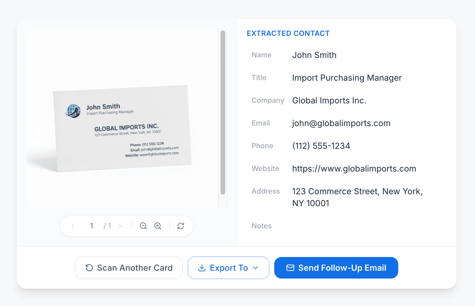 Review and edit extracted contact information