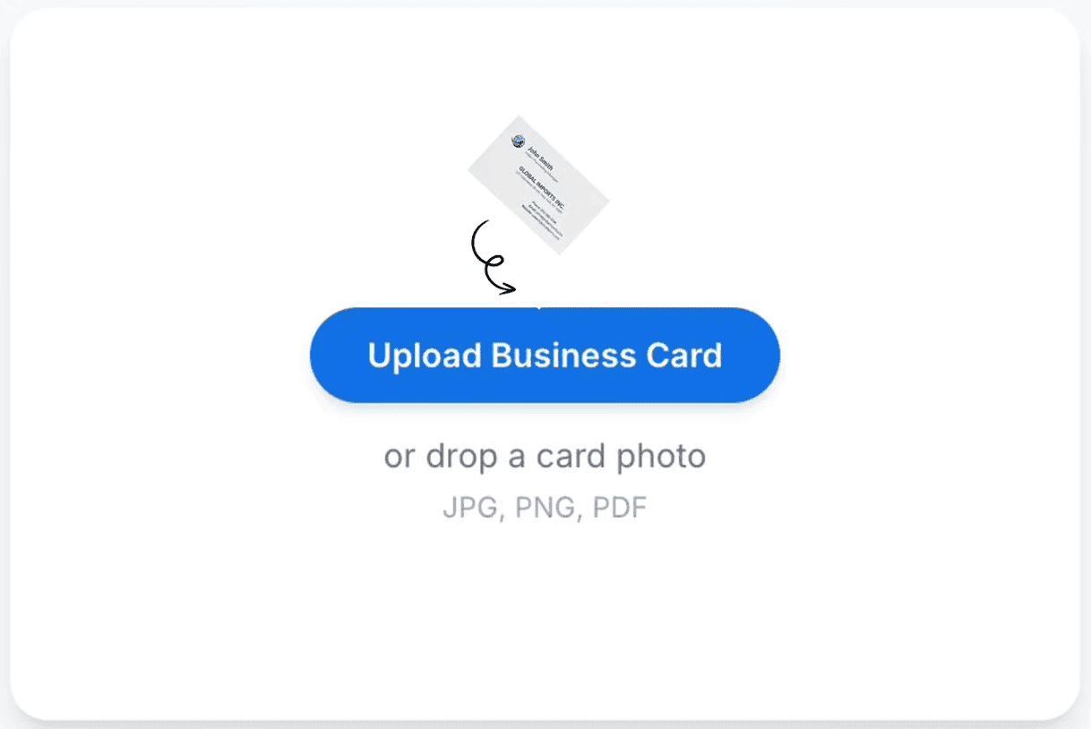 Upload business card photos to FollowUpExpo